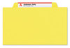 A Picture of product SMD-14004 Smead™ Colored Top Tab Classification Folders with SafeSHIELD® Coated Fasteners Six 2" Expansion, 2 Dividers, Letter Size, Yellow Exterior, 10/Box