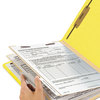 A Picture of product SMD-14004 Smead™ Colored Top Tab Classification Folders with SafeSHIELD® Coated Fasteners Six 2" Expansion, 2 Dividers, Letter Size, Yellow Exterior, 10/Box