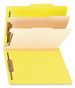 A Picture of product SMD-14004 Smead™ Colored Top Tab Classification Folders with SafeSHIELD® Coated Fasteners Six 2" Expansion, 2 Dividers, Letter Size, Yellow Exterior, 10/Box