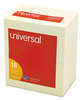 A Picture of product UNV-35692 Universal® Self-Stick Note Pads Pad Value Pack, 3" x 5", Yellow, 100 Sheets/Pad, 18 Pads/Pack