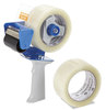 A Picture of product UNV-91002 Universal One™ Heavy-Duty Box Sealing Tape with Dispenser,  48mm x 54.8m, 3" Core, Clear, 2/Pack