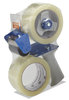 A Picture of product UNV-91002 Universal One™ Heavy-Duty Box Sealing Tape with Dispenser,  48mm x 54.8m, 3" Core, Clear, 2/Pack