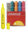 A Picture of product UNV-08860 Universal™ Desk Highlighters Assorted Ink Colors, Chisel Tip, Barrel 5/Set