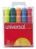 A Picture of product UNV-08860 Universal™ Desk Highlighters Assorted Ink Colors, Chisel Tip, Barrel 5/Set