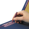 A Picture of product SMD-29784 Smead™ End Tab Colored Pressboard Classification Folders with SafeSHIELD® Coated Fasteners Six 2" Expansion, 2 Dividers, Legal Size, Dark Blue, 10/Box