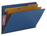 A Picture of product SMD-29784 Smead™ End Tab Colored Pressboard Classification Folders with SafeSHIELD® Coated Fasteners Six 2" Expansion, 2 Dividers, Legal Size, Dark Blue, 10/Box