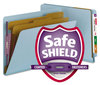 A Picture of product SMD-29784 Smead™ End Tab Colored Pressboard Classification Folders with SafeSHIELD® Coated Fasteners Six 2" Expansion, 2 Dividers, Legal Size, Dark Blue, 10/Box