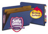 A Picture of product SMD-29784 Smead™ End Tab Colored Pressboard Classification Folders with SafeSHIELD® Coated Fasteners Six 2" Expansion, 2 Dividers, Legal Size, Dark Blue, 10/Box