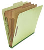 A Picture of product UNV-10291 Universal® Four-, Six- and Eight-Section Pressboard Classification Folders 3" Expansion, 3 Dividers, 8 Fasteners, Letter Size, Green Exterior, 10/Box