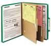 A Picture of product SMD-14083 Smead™ Six-Section Pressboard Top Tab Pocket-Style Classification Folders with SafeSHIELD® Coated Fasteners 6-Section Pocket 6 2 Dividers, Letter Size, Green, 10/Box