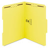 A Picture of product SMD-12940 Smead™ Top Tab Colored Fastener Folders 0.75" Expansion, 2 Fasteners, Letter Size, Yellow Exterior, 50/Box