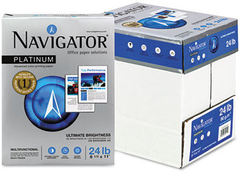Navigator® Platinum Paper,  99 Brightness, 24lb, 8-1/2 x 11, White, 2500/Carton