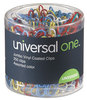 A Picture of product UNV-95000 Universal® Plastic-Coated Paper Clips with One-Compartment Dispenser Tub, Jumbo, Assorted Colors, 250/Pack