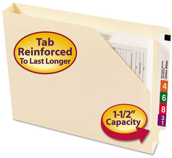 Smead™ End Tab Jackets with Reinforced Tabs Straight Letter Size, 14-pt Manila, 50/Box