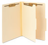 A Picture of product SMD-18700 Smead™ Manila Four- and Six-Section Top Tab Classification Folders Four-Section 2" Expansion, 1 Divider, 4 Fasteners, Legal Size, 10/Box