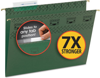 Smead™ TUFF® Hanging Folders with Easy Slide™ Tab Letter Size, 1/3-Cut Tabs, Standard Green, 20/Box