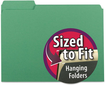 Smead™ Interior File Folders 1/3-Cut Tabs: Assorted, Letter Size, 0.75" Expansion, Green, 100/Box