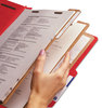 A Picture of product SMD-19095 Smead™ Eight-Section Colored Pressboard Top Tab Classification Folders with SafeSHIELD® Coated Fasteners 8 3 Dividers, Legal Size, Bright Red, 10/Box