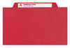 A Picture of product SMD-19095 Smead™ Eight-Section Colored Pressboard Top Tab Classification Folders with SafeSHIELD® Coated Fasteners 8 3 Dividers, Legal Size, Bright Red, 10/Box