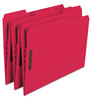 A Picture of product SMD-12740 Smead™ Top Tab Colored Fastener Folders 0.75" Expansion, 2 Fasteners, Letter Size, Red Exterior, 50/Box