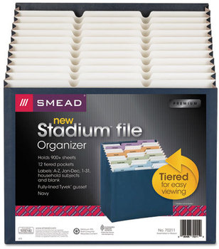 Smead™ Stadium® File 12 Sections, 1/12-Cut Tabs, Letter Size, Navy