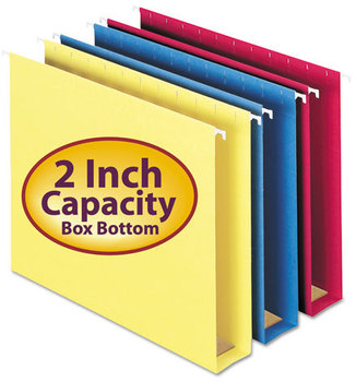 Smead™ Box Bottom Hanging File Folders 2" Capacity, Letter Size, 1/5-Cut Tabs, Assorted Colors, 25/Box