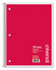 A Picture of product UNV-66400 Universal® Wirebound Notebook 3-Subject, Medium/College Rule, Black Cover, (120) 11 x 8.5 Sheets