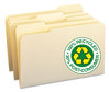 A Picture of product SMD-15339 Smead™ 100% Recycled Manila Top Tab File Folders 1/3-Cut Tabs: Assorted, Legal Size, 0.75" Expansion, 100/Box