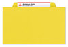 A Picture of product SMD-14098 Smead™ Eight-Section Colored Pressboard Top Tab Classification Folders with SafeSHIELD® Coated Fasteners Eight 3 Dividers, Letter Size, Yellow, 10/Box