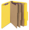 A Picture of product SMD-14098 Smead™ Eight-Section Colored Pressboard Top Tab Classification Folders with SafeSHIELD® Coated Fasteners Eight 3 Dividers, Letter Size, Yellow, 10/Box