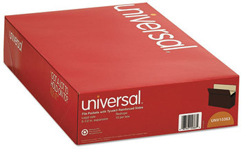 Universal® Redrope Expanding File Pockets 5.25" Expansion, Legal Size, 10/Box