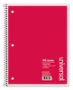 A Picture of product UNV-66600 Universal® Wirebound Notebook 1-Subject, Medium/College Rule, Black Cover, (100) 11 x 8.5 Sheets