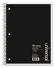 A Picture of product UNV-66600 Universal® Wirebound Notebook 1-Subject, Medium/College Rule, Black Cover, (100) 11 x 8.5 Sheets