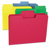 A Picture of product SMD-11987 Smead™ SuperTab® Colored File Folders 1/3-Cut Tabs: Assorted, Letter Size, 0.75" Expansion, 11-pt Stock, Color Assortment 1, 100/Box