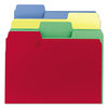 A Picture of product SMD-11987 Smead™ SuperTab® Colored File Folders 1/3-Cut Tabs: Assorted, Letter Size, 0.75" Expansion, 11-pt Stock, Color Assortment 1, 100/Box