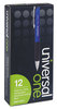 A Picture of product UNV-15541 Universal™ Comfort Grip® Retractable Ballpoint Pen Medium 1 mm, Blue Ink, Blue/Black Barrel, Dozen
