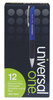 A Picture of product UNV-15541 Universal™ Comfort Grip® Retractable Ballpoint Pen Medium 1 mm, Blue Ink, Blue/Black Barrel, Dozen