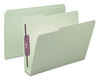 A Picture of product SMD-14944 Smead™ Expanding Recycled Pressboard Fastener Folders with SafeSHIELD® Coated Fasteners 1/3-Cut Tabs, Two 3" Expansion, Letter Size, Gray-Green, 25/Box