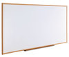 A Picture of product UNV-43620 Universal® Deluxe Melamine Dry Erase Board 96 x 48, White Surface, Oak Fiberboard Frame