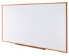 A Picture of product UNV-43620 Universal® Deluxe Melamine Dry Erase Board 96 x 48, White Surface, Oak Fiberboard Frame