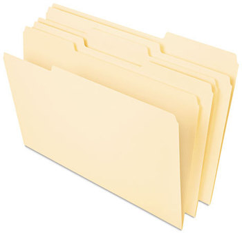 Universal® Deluxe Heavyweight File Folders 1/3-Cut Tabs: Assorted, Letter Size, 0.75" Expansion, Manila, 50/Pack