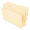 A Picture of product UNV-16413 Universal® Deluxe Heavyweight File Folders 1/3-Cut Tabs: Assorted, Letter Size, 0.75" Expansion, Manila, 50/Pack