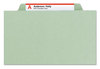 A Picture of product SMD-13723 Smead™ 100% Recycled Pressboard Classification Folders 2" Expansion, 1 Divider, 4 Fasteners, Letter Size, Gray-Green, 10/Box