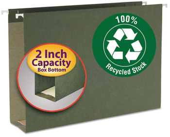 Smead™ Box Bottom Hanging File Folders 2" Capacity, Legal Size, Standard Green, 25/Box