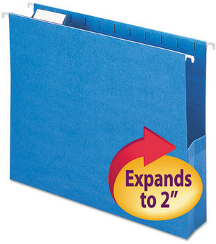 Smead™ Hanging Pockets with Full-Height Gusset 1 Section, 2" Capacity, Letter Size, 1/5-Cut Tabs, Sky Blue, 25/Box