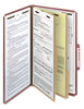 A Picture of product SMD-19023 Smead™ 100% Recycled Pressboard Classification Folders 2" Expansion, 2 Dividers, 6 Fasteners, Legal Size, Red Exterior, 10/Box