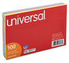 A Picture of product UNV-47236 Universal® Recycled Index Strong 2 Pt. Stock Cards Ruled, 4 x 6, Assorted, 100/Pack