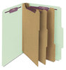 A Picture of product SMD-14091 Smead™ Pressboard Classification Folders with SafeSHIELD® Coated Fasteners Eight 2/5-Cut Tabs, 3 Dividers, Letter Size, Gray-Green, 10/Box