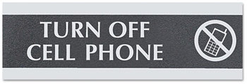 Headline® Sign Century Series Office Sign, TURN OFF CELL PHONE, 9 x 3