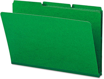 Smead™ Expanding Recycled Heavy Pressboard Folders 1/3-Cut Tabs: Assorted, Legal Size, 1" Expansion, Green, 25/Box